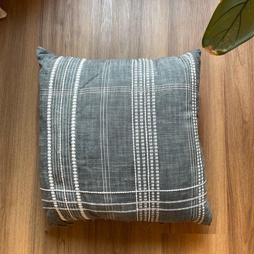 Gray Plaid Throw Pillow